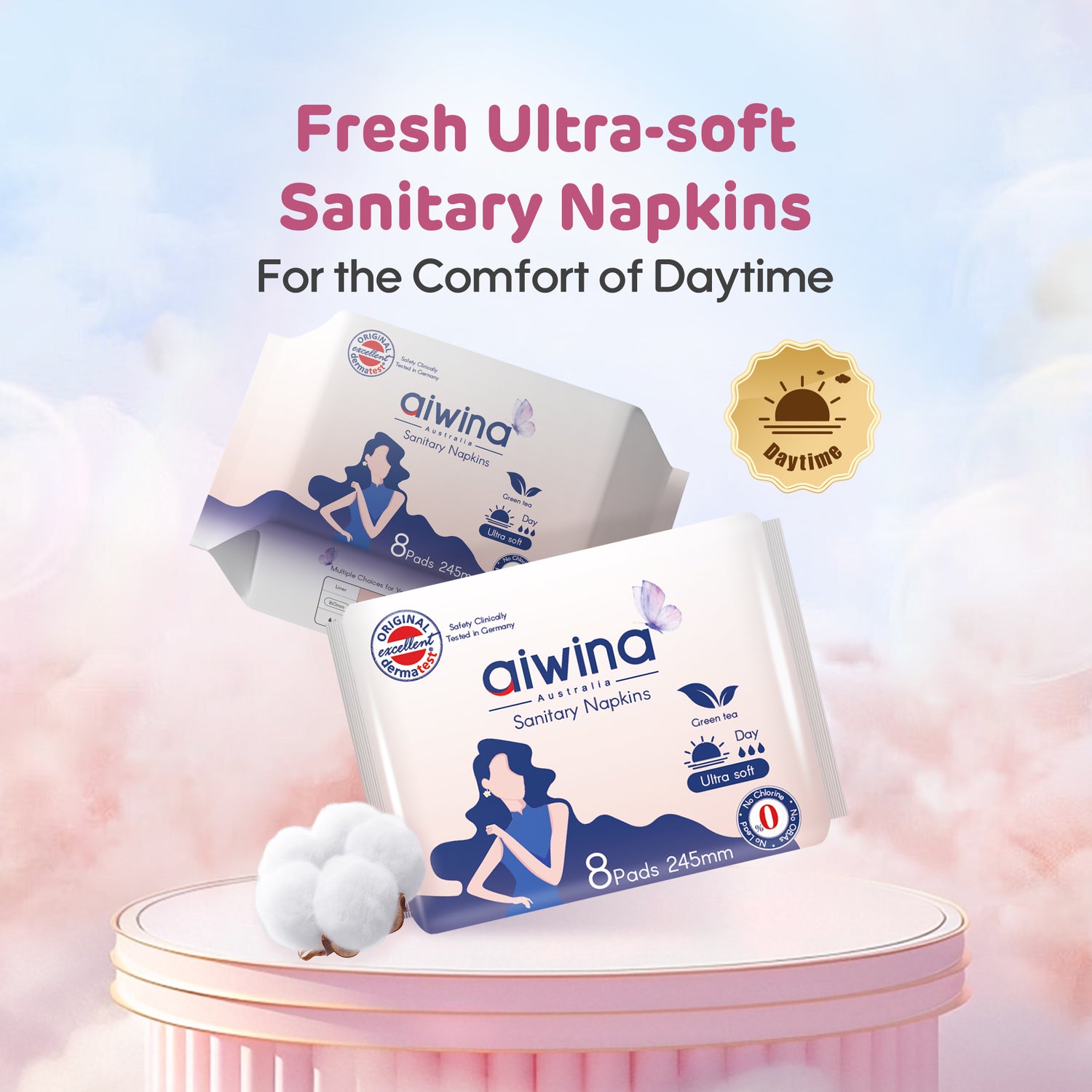[CLEARANCE SALE] AIWINA Sanitary Pad 24.5 cm (8 Pieces) – Full Carton Only | 48 Packs