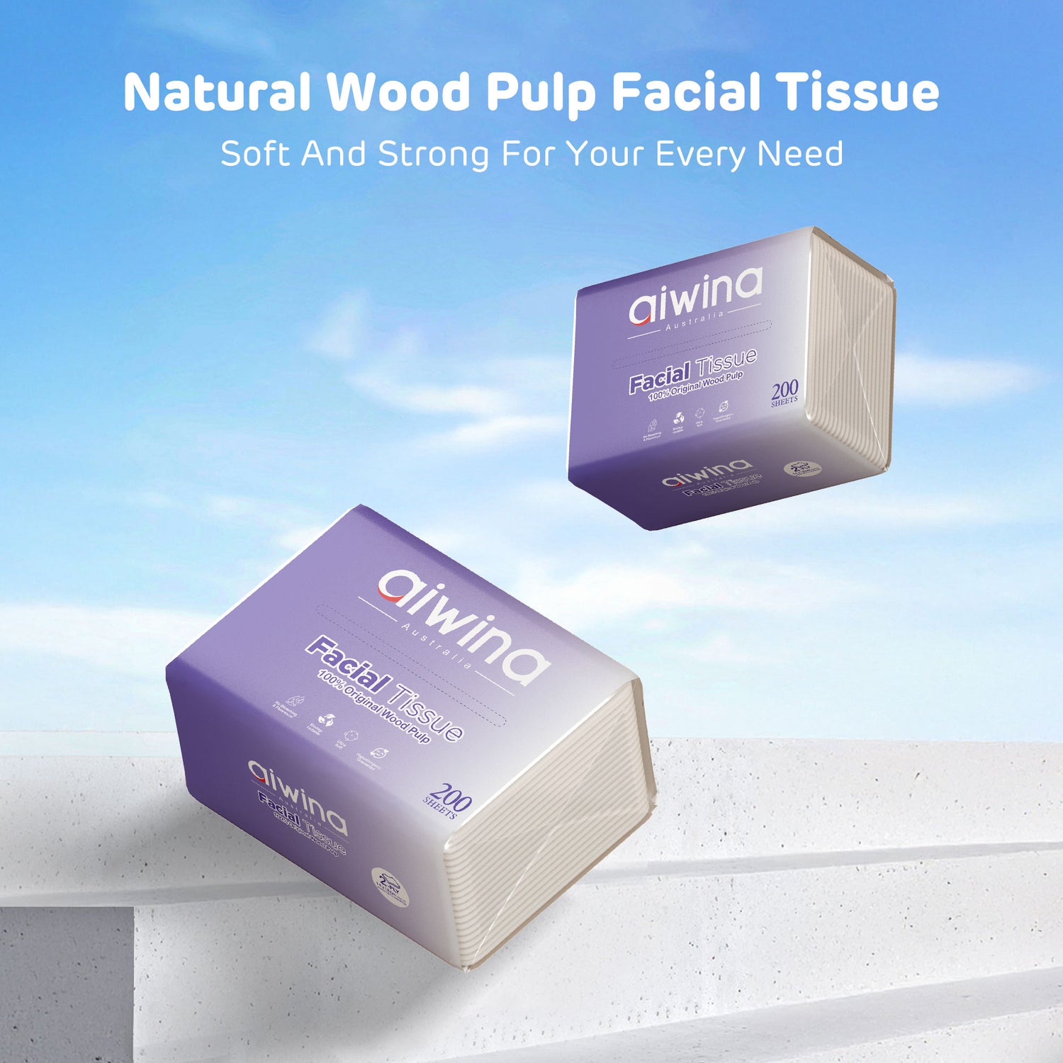 Aiwina 100% Original Wood Pulp Biodegradable Ultra Soft Facial Tissue