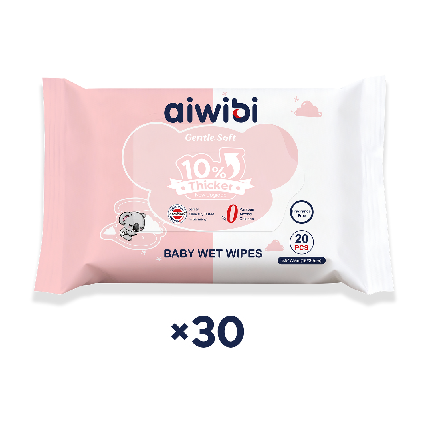 Aiwibi Gentle Soft Baby Wet Wipes 20 Pcs