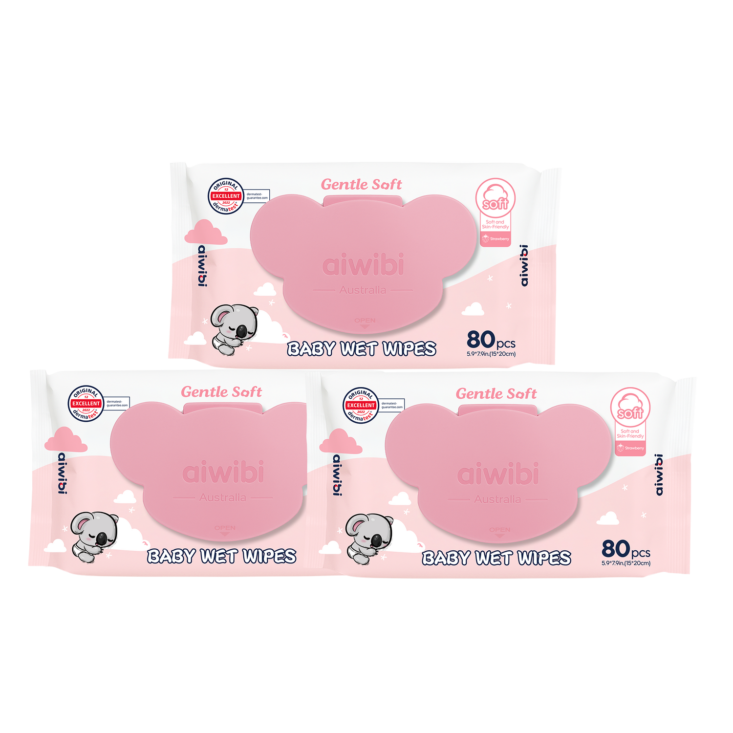Aiwibi Gentle Soft Baby Wet Wipes 80 Pcs (Koala Lid)