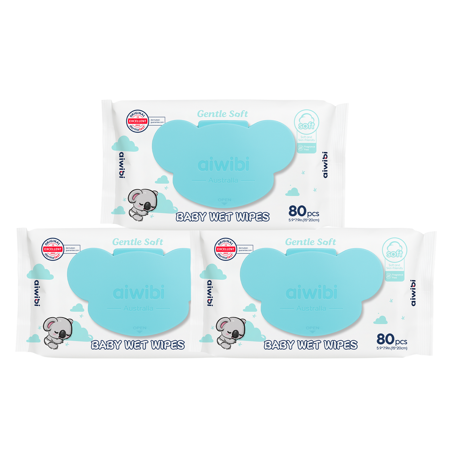 Aiwibi Gentle Soft Baby Wet Wipes 80 Pcs (Koala Lid)