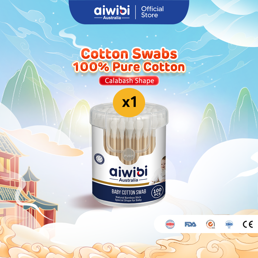 Aiwibi Cotton Swabs 100's (Calabash Shape)