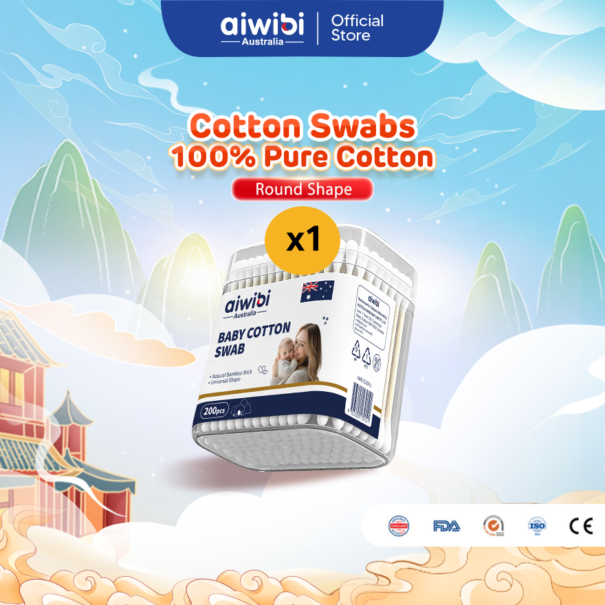 Aiwibi Cotton Swabs 200's (Round Shape)