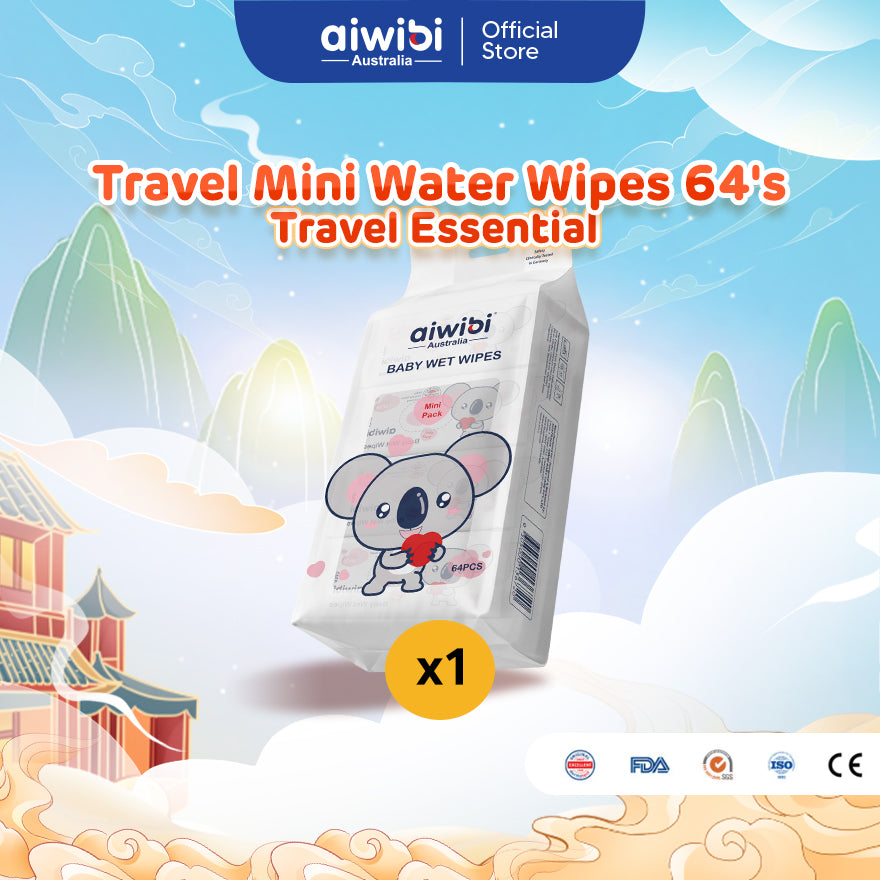 Aiwibi Baby Travel Mini Water Wipes 64's