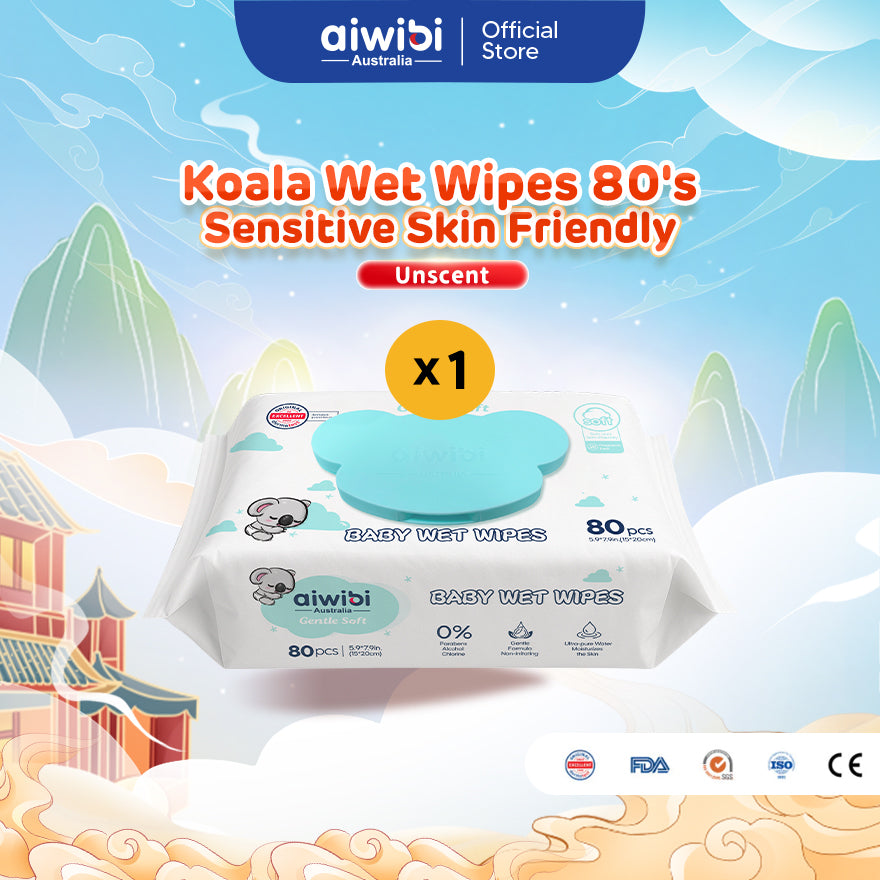 Aiwibi Baby Koala Wet Wipes 80's ( Fragrance Free )