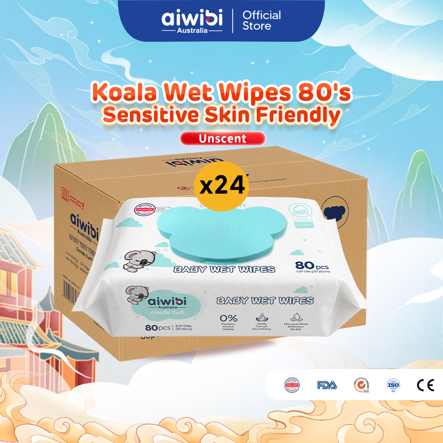 Aiwibi Baby Koala Wet Wipes 80's ( Fragrance Free )