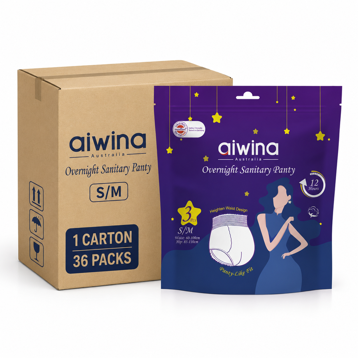 [CLEARANCE SALE] AIWINA Sanitary Panties (3 Pieces) – Full Carton Only | 36 Packs