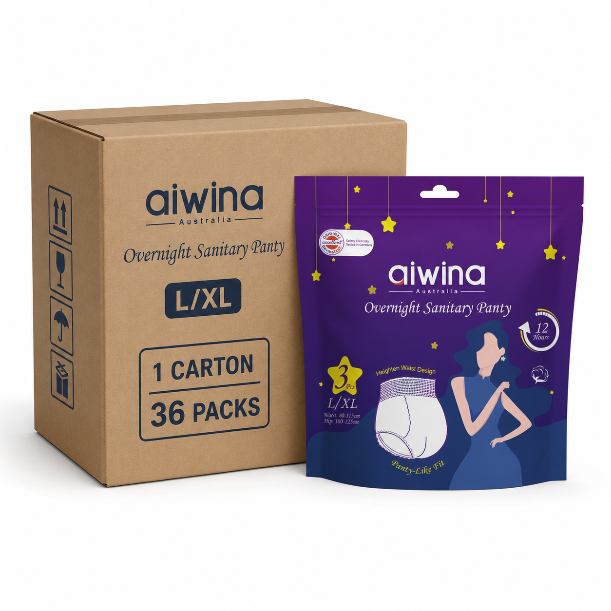 [CLEARANCE SALE] AIWINA Sanitary Panties (3 Pieces) – Full Carton Only | 36 Packs