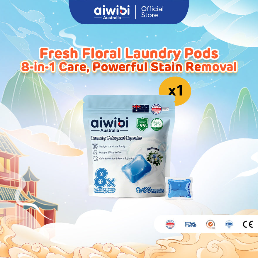 Aiwibi Laundry Detergent Capsules Fragrance Free (one-Chamber, 30's)