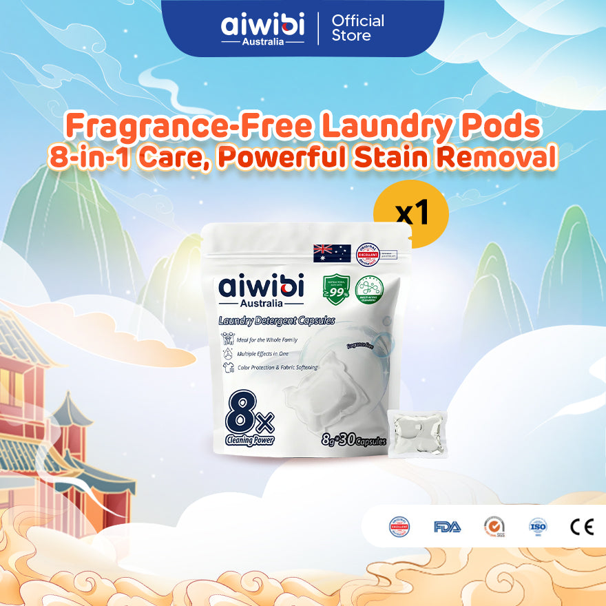 Aiwibi Laundry Detergent Capsules Fragrance Free (one-Chamber, 30's)